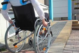 Wheelchair on ramp