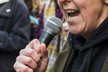 Speaker at the women's rights march in Manchester