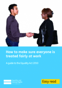 This is the cover for How to make sure everyone is treated fairly at work Easy Read
