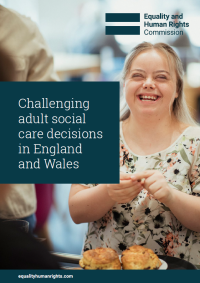 Cover image of the report shows a young disabled women smiling for the camera as she buys scones in a cafe