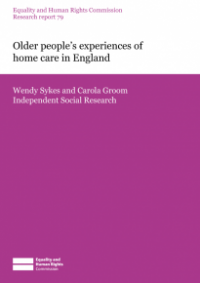 This is the cover of Research report 79: Older people's experiences of of home care in England