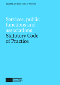 This is the cover of Services, public functions and associations statutory code of practice publication