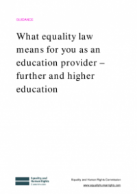 This is the cover of What equality law means for you as an education provider - further and higher education