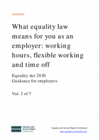 This is the cover for What equality law means for you as an employer: working hours, flexible working and time off publication